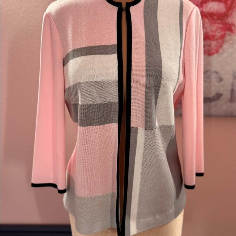 Ming Wang Pink and Black Cardigan